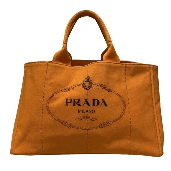 Prada Handbags - Auth PRADA Canapa Papaya (Orange) Canvas Tote Bag